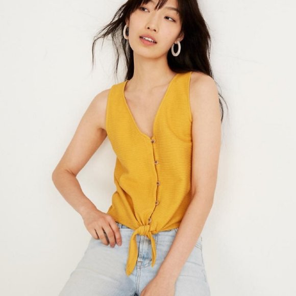 Madewell Tops - Madewell Texture & Thread Button-Front Tie Tank XS